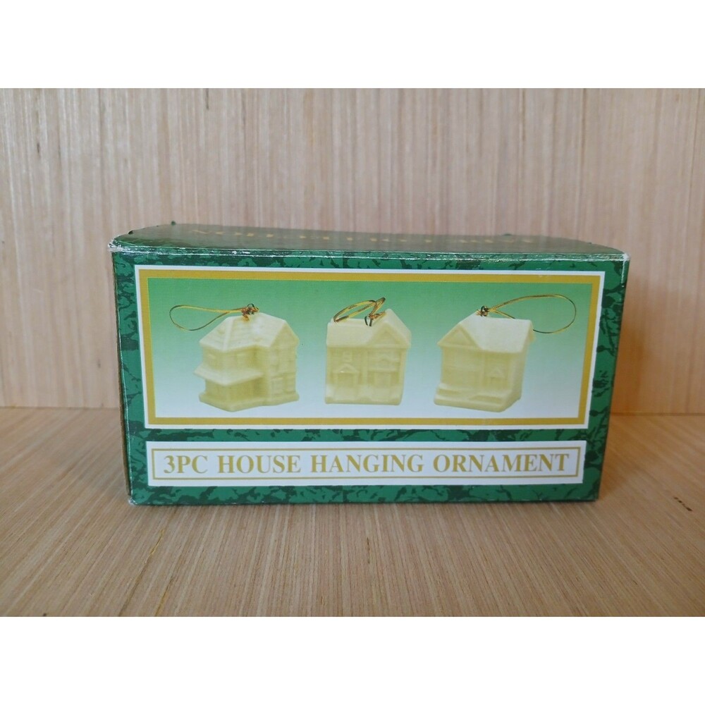 Christmas Victorian House Ornaments Holiday Jade Collection 3pc NEW OPEN BOX
